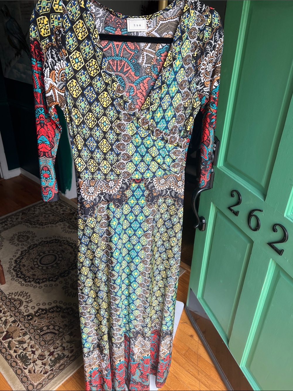 Tua Multicolor Printed quarter Sleeve Maxi Dress size Small